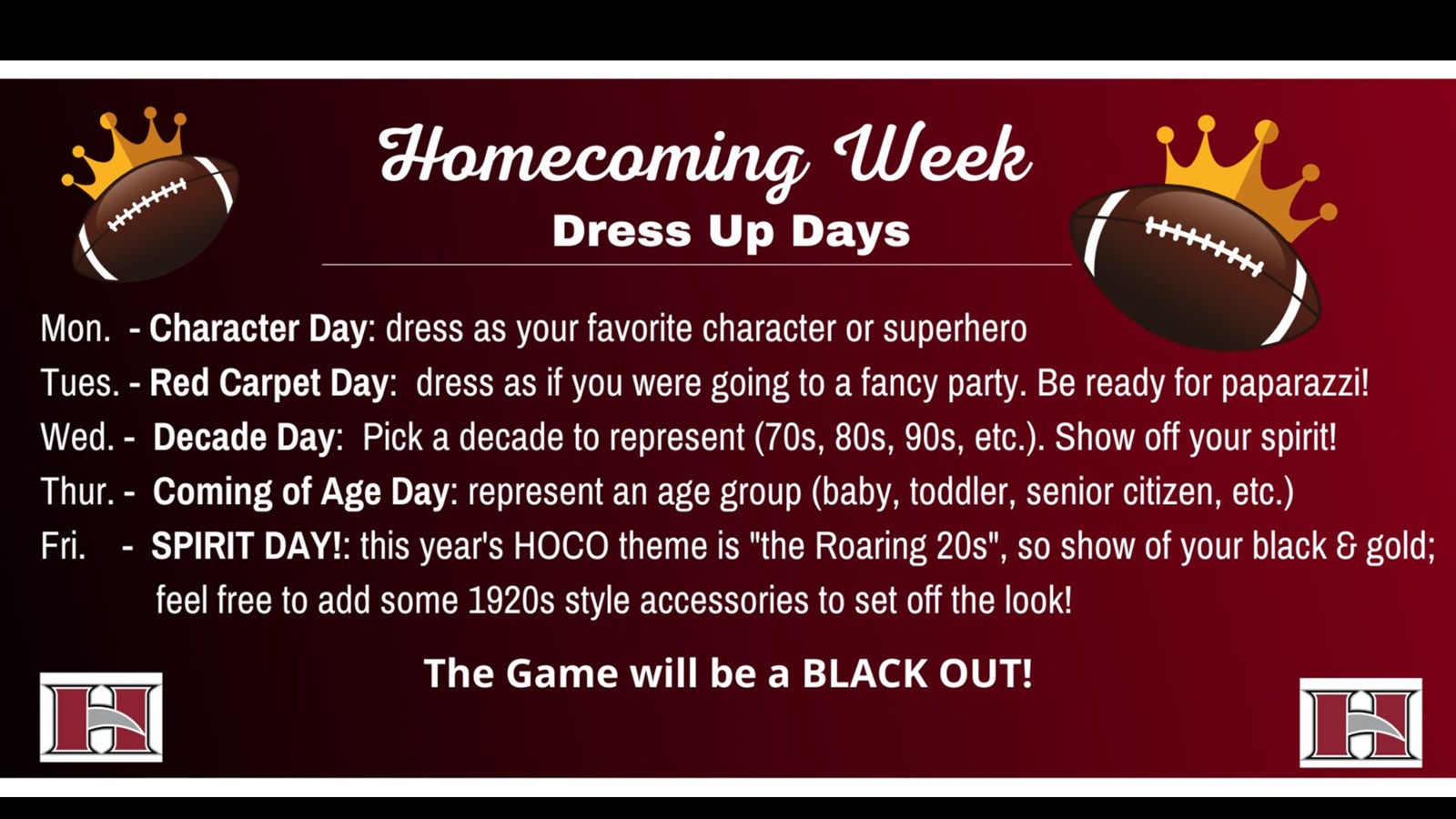 Homecoming Dressup Days